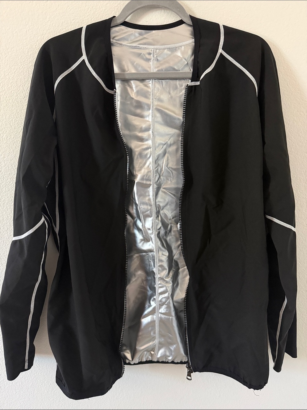 Sweat Suit Black Jacket with Silver Lining